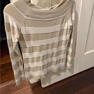 Striped Beige and White Women's Sweater